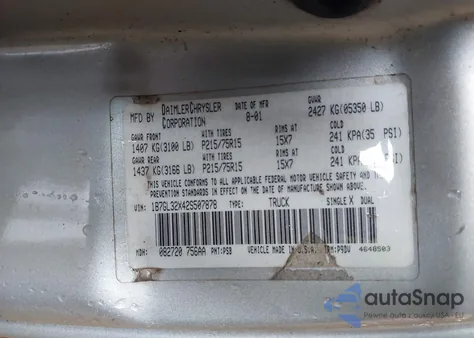 2002 Dodge Dakota Sport from USA, damaged, VIN 1B7GL32X42S507878